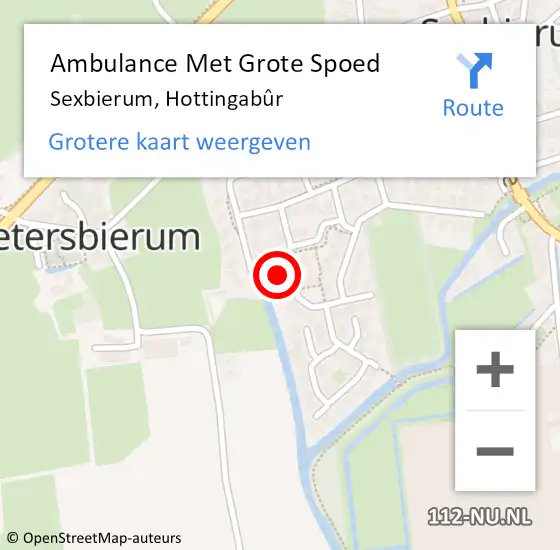 Locatie op kaart van de 112 melding: Ambulance Met Grote Spoed Naar Sexbierum, Hottingabûr op 8 augustus 2021 07:42
