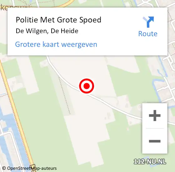 Locatie op kaart van de 112 melding: Politie Met Grote Spoed Naar De Wilgen, De Heide op 8 augustus 2021 14:13