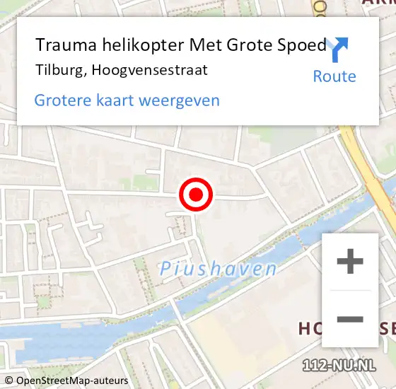 Locatie op kaart van de 112 melding: Trauma helikopter Met Grote Spoed Naar Tilburg, Hoogvensestraat op 8 augustus 2021 15:45