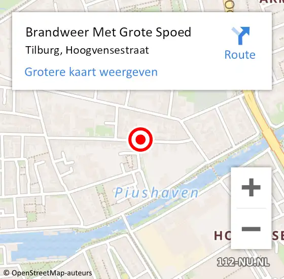 Locatie op kaart van de 112 melding: Brandweer Met Grote Spoed Naar Tilburg, Hoogvensestraat op 8 augustus 2021 15:45