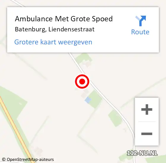Locatie op kaart van de 112 melding: Ambulance Met Grote Spoed Naar Batenburg, Liendensestraat op 8 augustus 2021 15:56