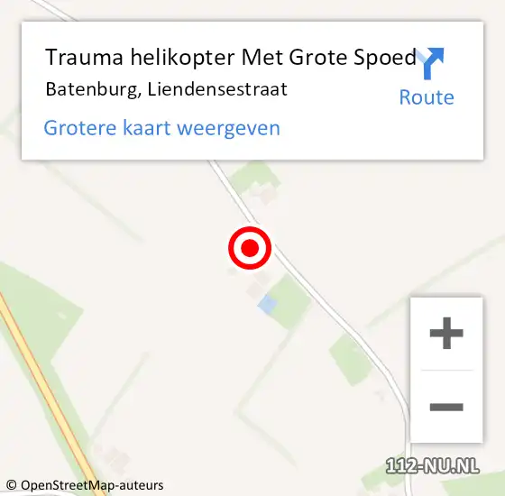 Locatie op kaart van de 112 melding: Trauma helikopter Met Grote Spoed Naar Batenburg, Liendensestraat op 8 augustus 2021 15:56