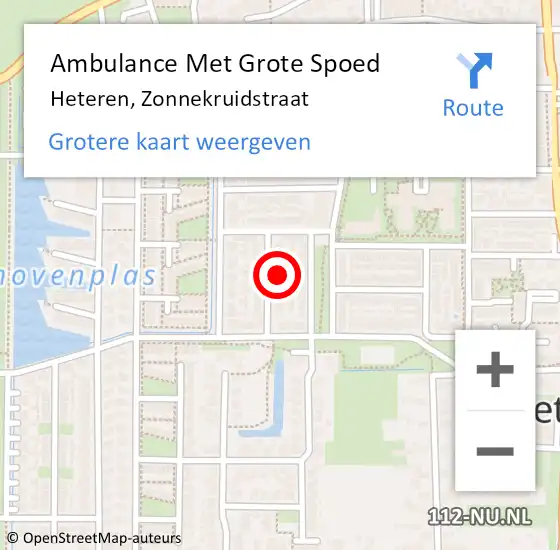 Locatie op kaart van de 112 melding: Ambulance Met Grote Spoed Naar Heteren, Zonnekruidstraat op 8 augustus 2021 17:33