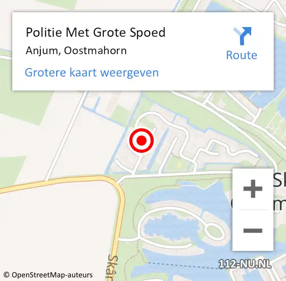 Locatie op kaart van de 112 melding: Politie Met Grote Spoed Naar Anjum, Oostmahorn op 8 augustus 2021 18:38