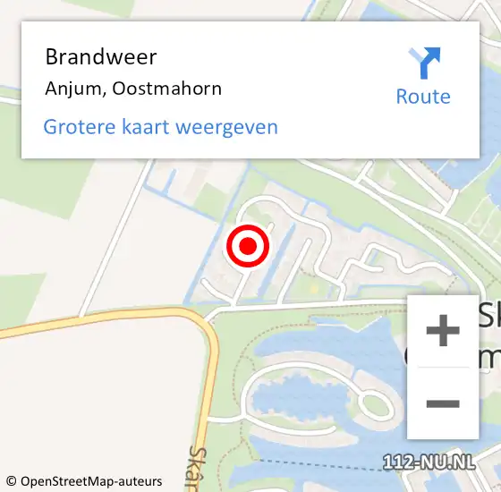 Locatie op kaart van de 112 melding: Brandweer Anjum, Oostmahorn op 8 augustus 2021 18:40