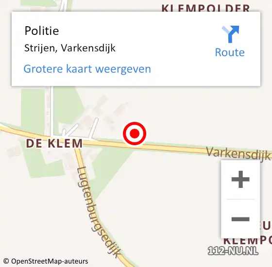 Locatie op kaart van de 112 melding: Politie Strijen, Varkensdijk op 8 augustus 2021 19:56
