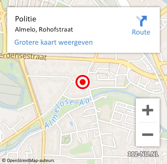 Locatie op kaart van de 112 melding: Politie Almelo, Rohofstraat op 8 augustus 2021 22:37