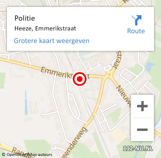Locatie op kaart van de 112 melding: Politie Heeze, Emmerikstraat op 9 augustus 2021 00:18