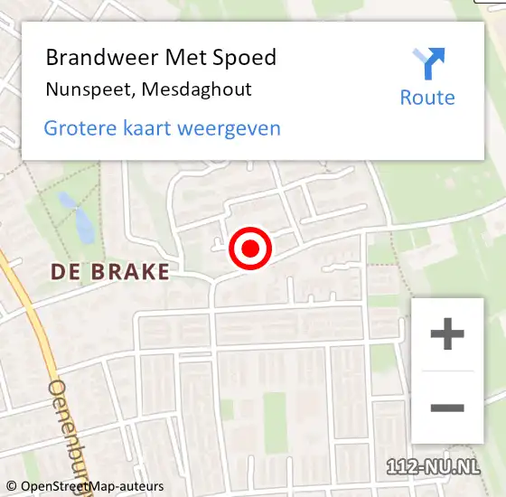 Locatie op kaart van de 112 melding: Brandweer Met Spoed Naar Nunspeet, Mesdaghout op 9 augustus 2021 04:34