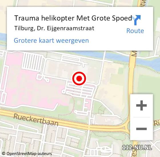 Locatie op kaart van de 112 melding: Trauma helikopter Met Grote Spoed Naar Tilburg, Dr. Eijgenraamstraat op 9 augustus 2021 17:52