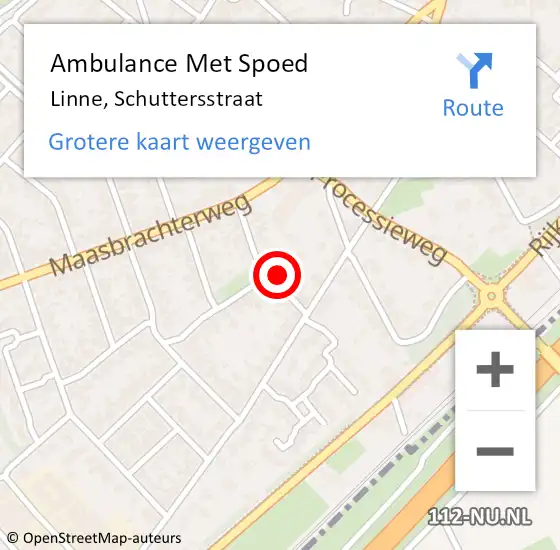 Locatie op kaart van de 112 melding: Ambulance Met Spoed Naar Linne, Schuttersstraat op 19 juni 2014 09:54