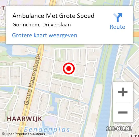 Locatie op kaart van de 112 melding: Ambulance Met Grote Spoed Naar Gorinchem, Drijverslaan op 10 augustus 2021 05:32