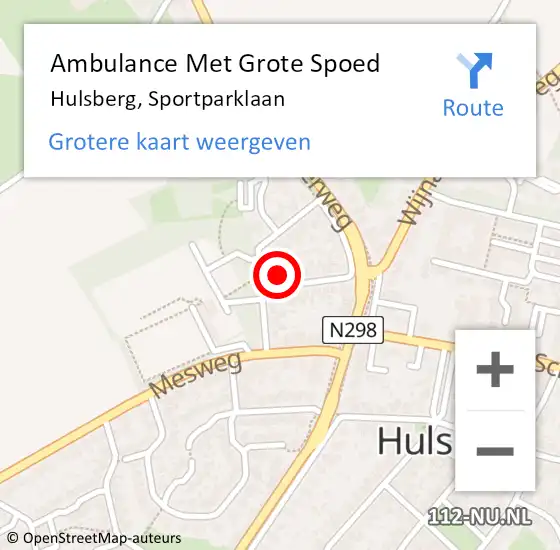 Locatie op kaart van de 112 melding: Ambulance Met Grote Spoed Naar Hulsberg, Sportparklaan op 10 augustus 2021 12:54