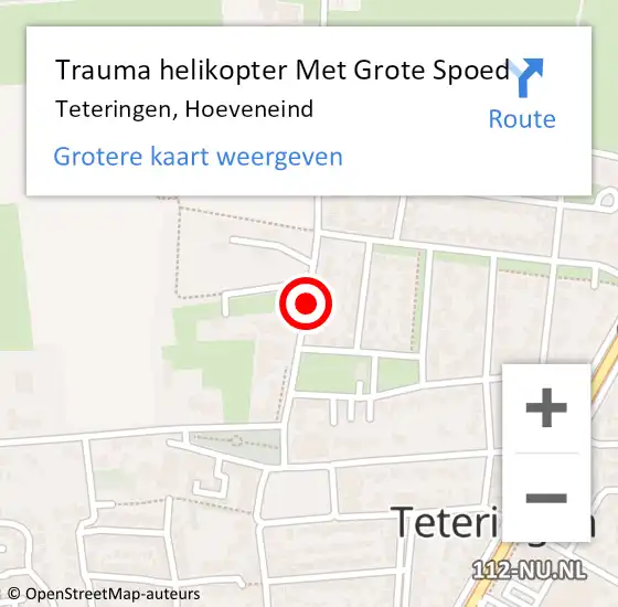 Locatie op kaart van de 112 melding: Trauma helikopter Met Grote Spoed Naar Teteringen, Hoeveneind op 10 augustus 2021 14:35