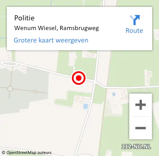 Locatie op kaart van de 112 melding: Politie Wenum Wiesel, Ramsbrugweg op 10 augustus 2021 14:39