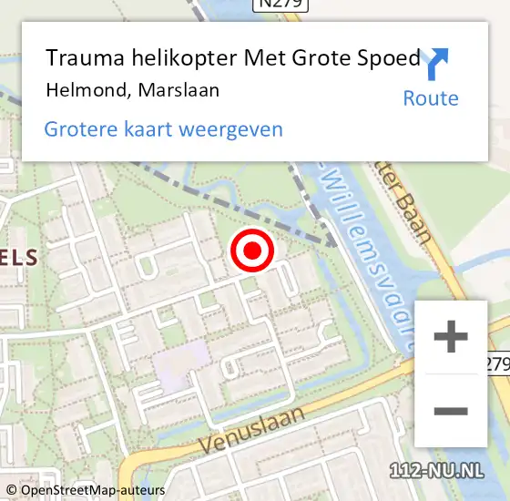 Locatie op kaart van de 112 melding: Trauma helikopter Met Grote Spoed Naar Helmond, Marslaan op 10 augustus 2021 18:29
