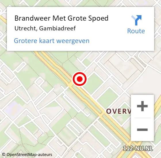 Locatie op kaart van de 112 melding: Brandweer Met Grote Spoed Naar Utrecht, Gambiadreef op 10 augustus 2021 19:00