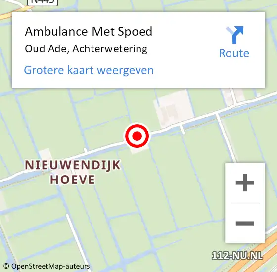 Locatie op kaart van de 112 melding: Ambulance Met Spoed Naar Oud Ade, Achterwetering op 10 augustus 2021 20:47