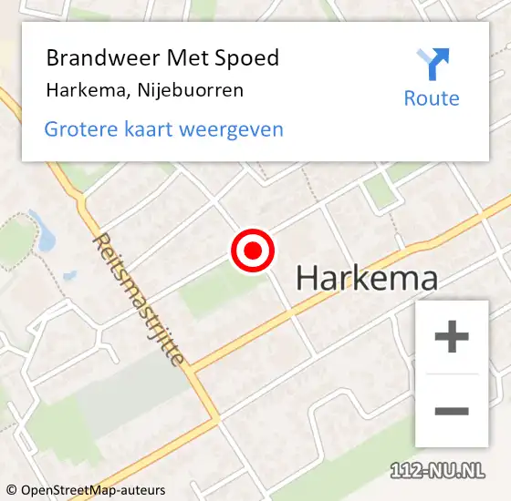 Locatie op kaart van de 112 melding: Brandweer Met Spoed Naar Harkema, Nijebuorren op 10 augustus 2021 21:06
