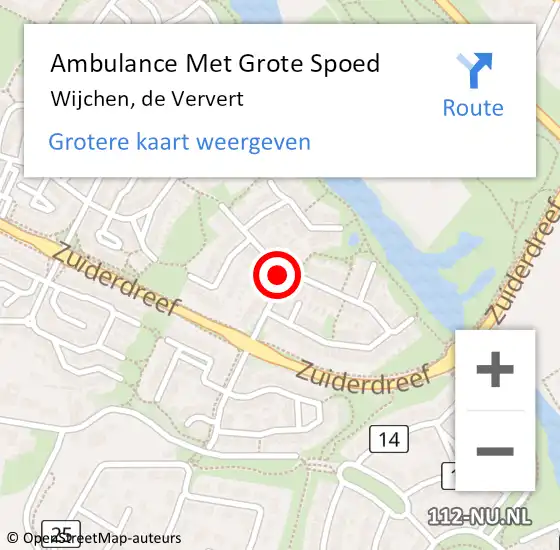 Locatie op kaart van de 112 melding: Ambulance Met Grote Spoed Naar Wijchen, de Ververt op 11 augustus 2021 01:30