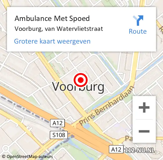 Locatie op kaart van de 112 melding: Ambulance Met Spoed Naar Voorburg, van Watervlietstraat op 11 augustus 2021 03:46