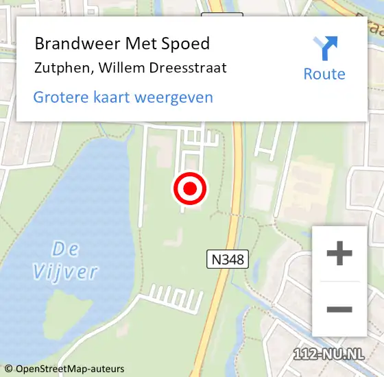Locatie op kaart van de 112 melding: Brandweer Met Spoed Naar Zutphen, Willem Dreesstraat op 11 augustus 2021 04:29