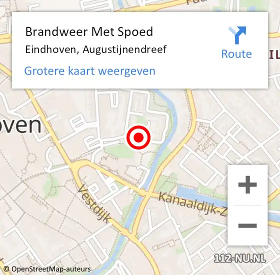 Locatie op kaart van de 112 melding: Brandweer Met Spoed Naar Eindhoven, Augustijnendreef op 11 augustus 2021 09:05
