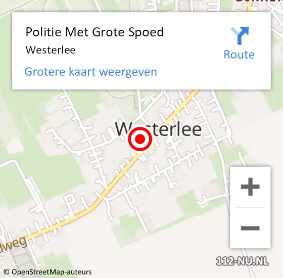 Locatie op kaart van de 112 melding: Politie Met Grote Spoed Naar Westerlee op 11 augustus 2021 09:19
