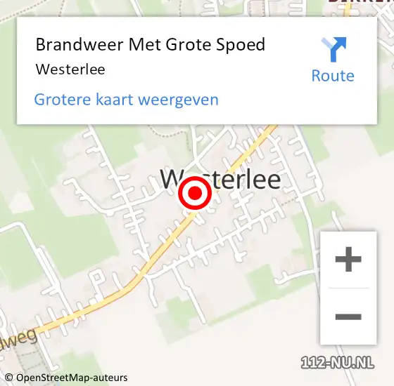 Locatie op kaart van de 112 melding: Brandweer Met Grote Spoed Naar Westerlee op 11 augustus 2021 09:20
