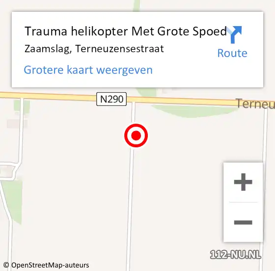 Locatie op kaart van de 112 melding: Trauma helikopter Met Grote Spoed Naar Zaamslag, Terneuzensestraat op 11 augustus 2021 10:19