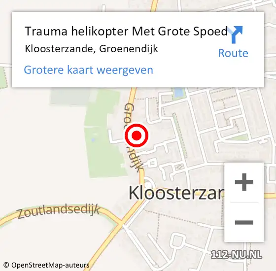 Locatie op kaart van de 112 melding: Trauma helikopter Met Grote Spoed Naar Kloosterzande, Groenendijk op 11 augustus 2021 10:43