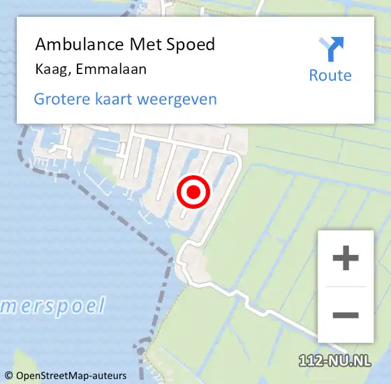 Locatie op kaart van de 112 melding: Ambulance Met Spoed Naar Kaag, Emmalaan op 11 augustus 2021 11:52