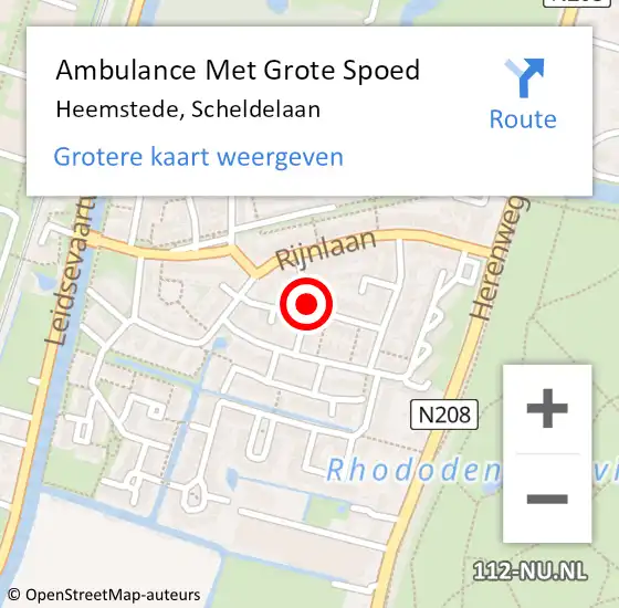 Locatie op kaart van de 112 melding: Ambulance Met Grote Spoed Naar Heemstede, Scheldelaan op 19 juni 2014 12:12