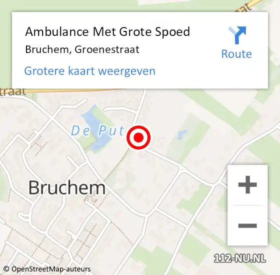 Locatie op kaart van de 112 melding: Ambulance Met Grote Spoed Naar Bruchem, Groenestraat op 11 augustus 2021 12:39