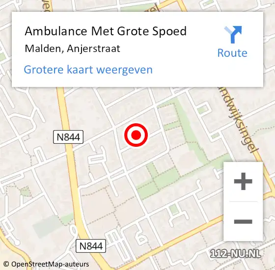 Locatie op kaart van de 112 melding: Ambulance Met Grote Spoed Naar Malden, Anjerstraat op 11 augustus 2021 14:12