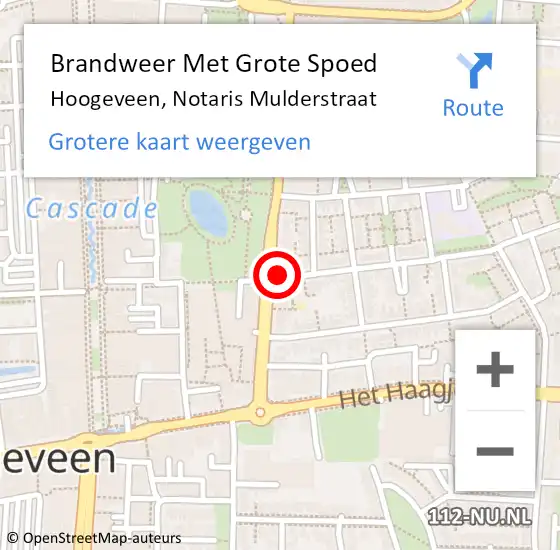 Locatie op kaart van de 112 melding: Brandweer Met Grote Spoed Naar Hoogeveen, Notaris Mulderstraat op 11 augustus 2021 14:20
