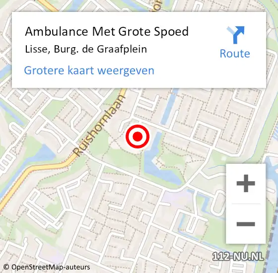 Locatie op kaart van de 112 melding: Ambulance Met Grote Spoed Naar Lisse, Burg. de Graafplein op 11 augustus 2021 14:59