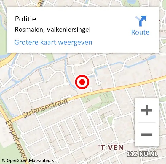 Locatie op kaart van de 112 melding: Politie Rosmalen, Valkeniersingel op 11 augustus 2021 16:47
