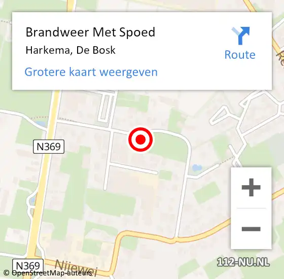 Locatie op kaart van de 112 melding: Brandweer Met Spoed Naar Harkema, De Bosk op 12 augustus 2021 00:28