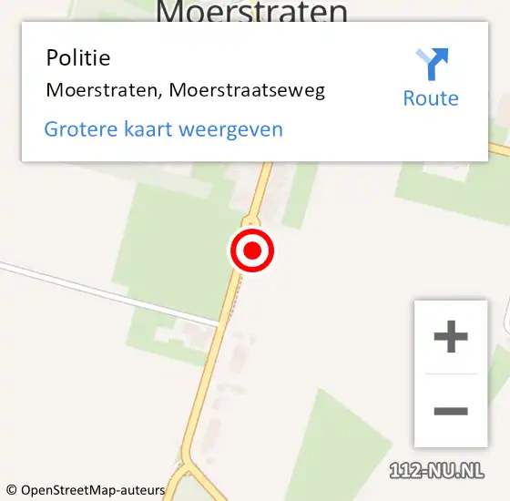 Locatie op kaart van de 112 melding: Politie Moerstraten, Moerstraatseweg op 12 augustus 2021 10:29