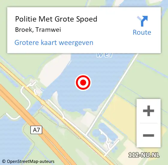 Locatie op kaart van de 112 melding: Politie Met Grote Spoed Naar Broek, Tramwei op 12 augustus 2021 12:46