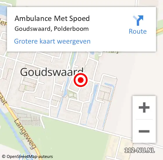 Locatie op kaart van de 112 melding: Ambulance Met Spoed Naar Goudswaard, Polderboom op 12 augustus 2021 14:04