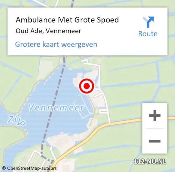 Locatie op kaart van de 112 melding: Ambulance Met Grote Spoed Naar Oud Ade, Vennemeer op 12 augustus 2021 14:20