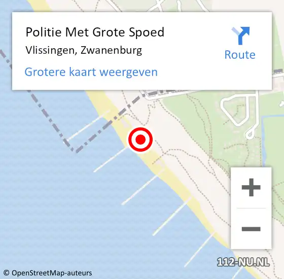 Locatie op kaart van de 112 melding: Politie Met Grote Spoed Naar Vlissingen, Zwanenburg op 12 augustus 2021 16:20