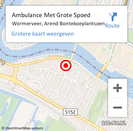 Locatie op kaart van de 112 melding: Ambulance Met Grote Spoed Naar Wormerveer, Prins Hendrikkade op 19 juni 2014 14:20