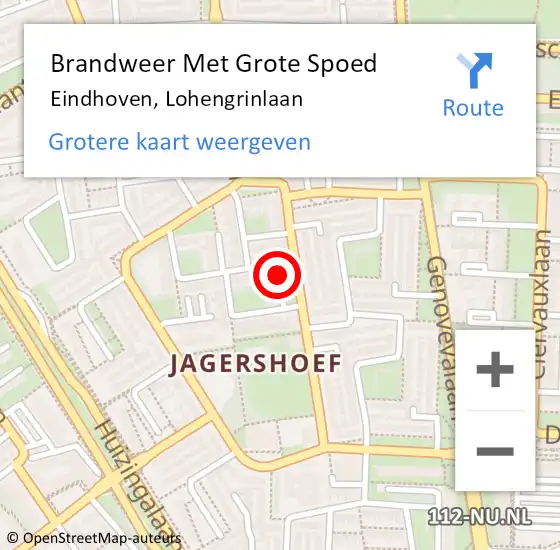 Locatie op kaart van de 112 melding: Brandweer Met Grote Spoed Naar Eindhoven, Lohengrinlaan op 12 augustus 2021 20:58