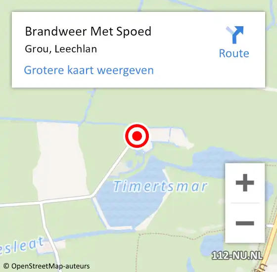 Locatie op kaart van de 112 melding: Brandweer Met Spoed Naar Grou, Leechlan op 19 juni 2014 14:40