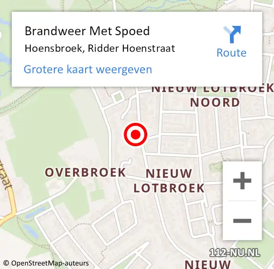 Locatie op kaart van de 112 melding: Brandweer Met Spoed Naar Hoensbroek, Ridder Hoenstraat op 12 augustus 2021 23:46