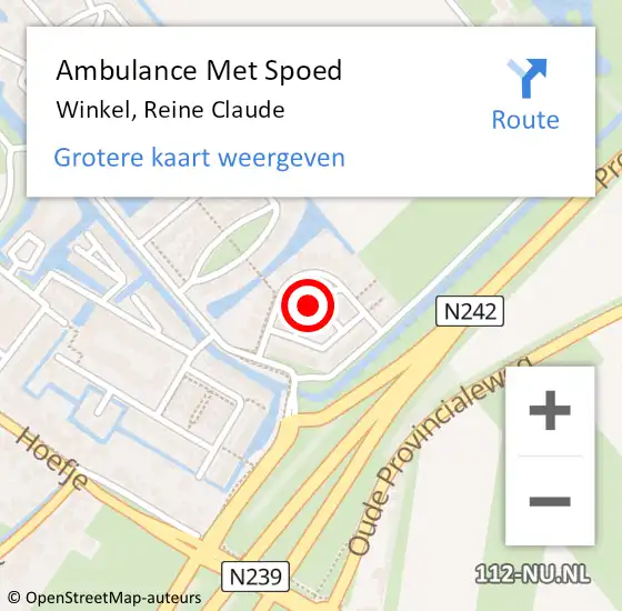 Locatie op kaart van de 112 melding: Ambulance Met Spoed Naar Winkel, Reine Claude op 13 augustus 2021 00:08