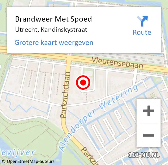 Locatie op kaart van de 112 melding: Brandweer Met Spoed Naar Utrecht, Kandinskystraat op 13 augustus 2021 00:12